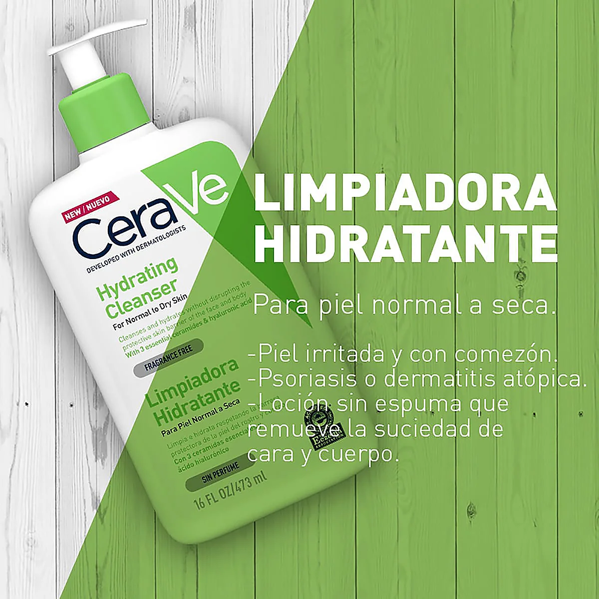 CeraVe - Limpiador Hidratante Rostro/Cuerpo 473 ml - Beautycalia